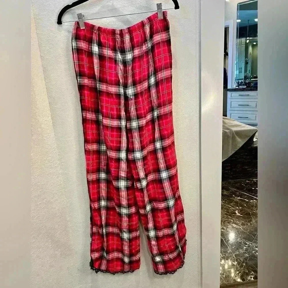 NWT Victoria Secret Red Plaid Pajama Pants-Drawstring-Pockets Size Small - Picture 2 of 8